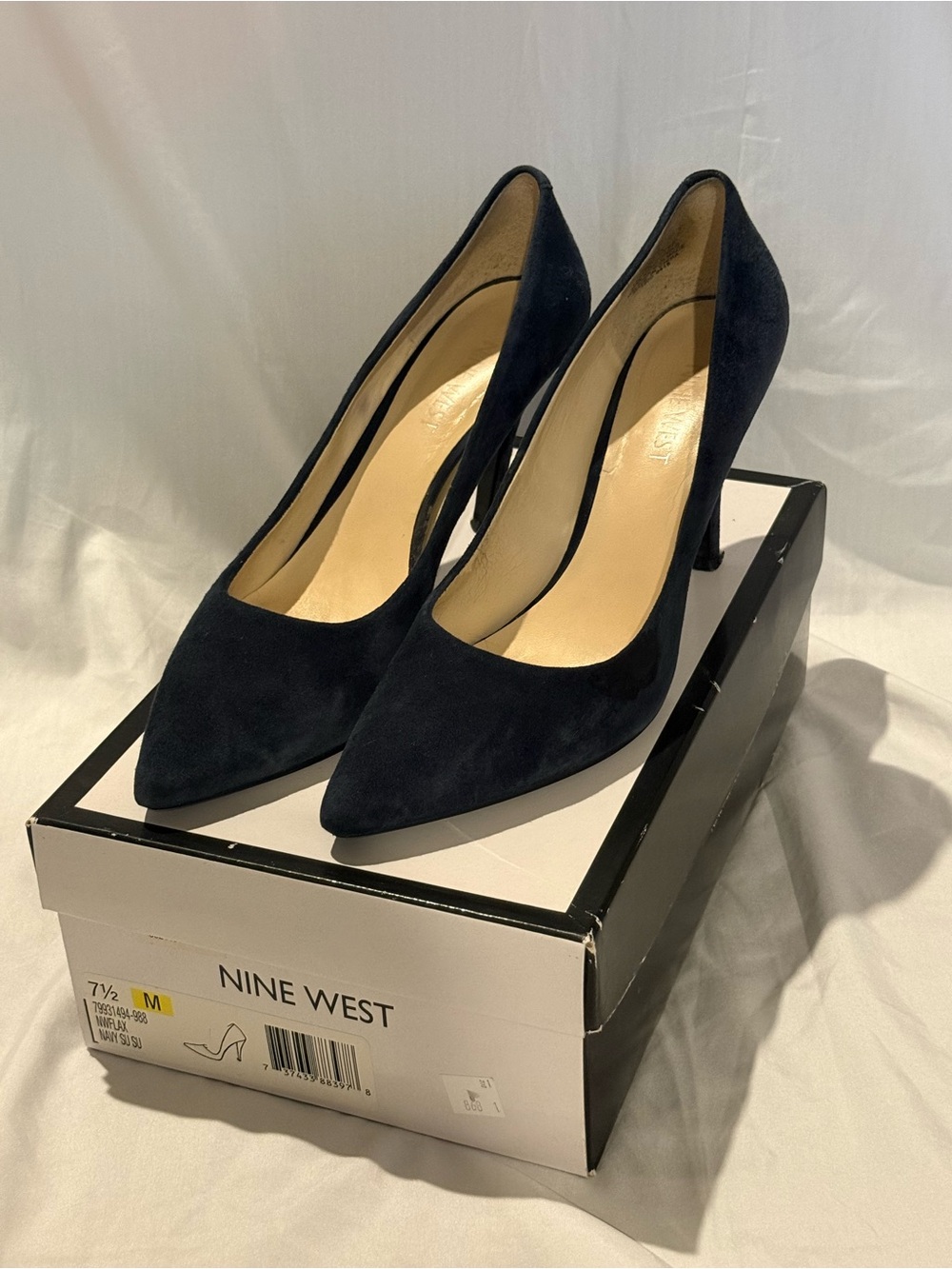 Nine West Navy Suede Pointed-Toe Stiletto Pumps